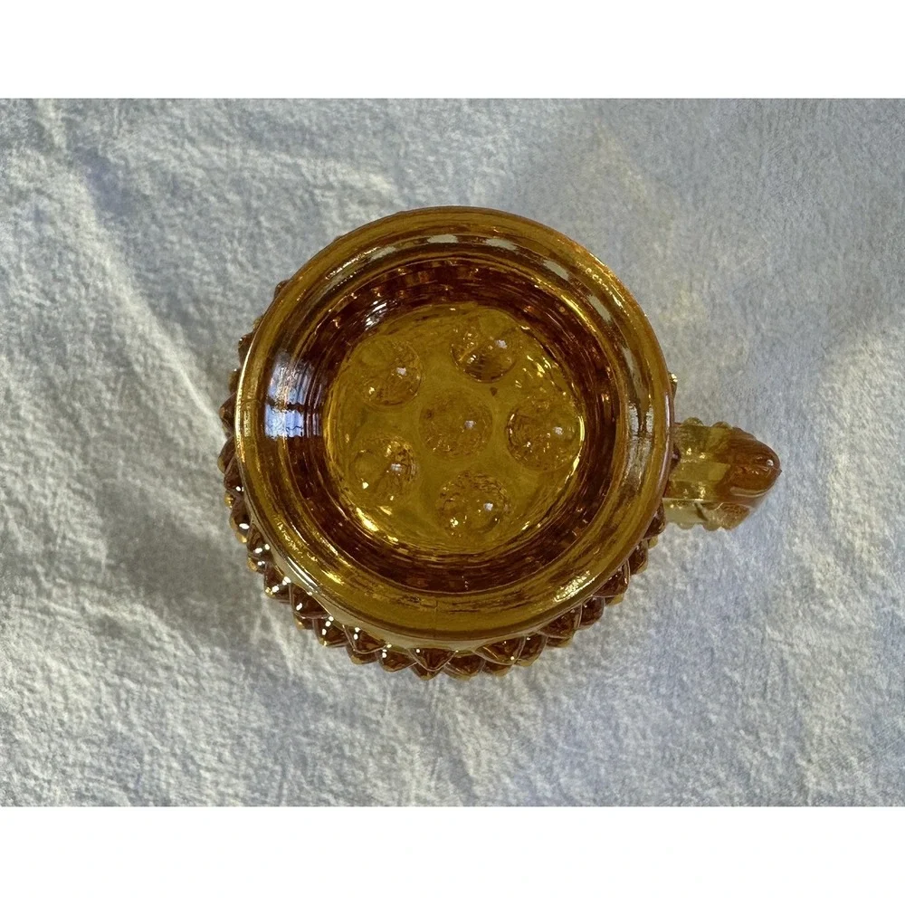 Fenton Amber Hobnail Creamer And Toothpick Holder Scalloped Edge VTG‎